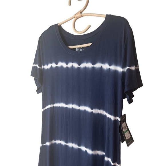 2 MNY Marc New York Midnight & Black Tie Dye Short Sleeve Midi Dress NEW - Picture 14 of 16
